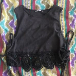 Zara suede lace hem crop top size S